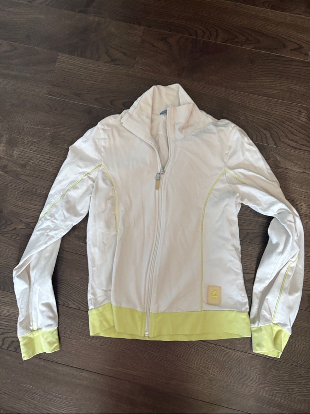 White & Lime Zip-Front Women's Jacket